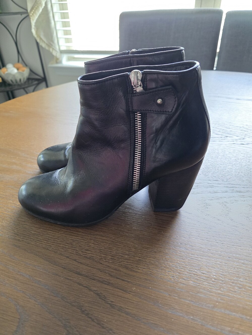 Dries Van Noten Black Leather Ankle Boots Size 37.5 EUC